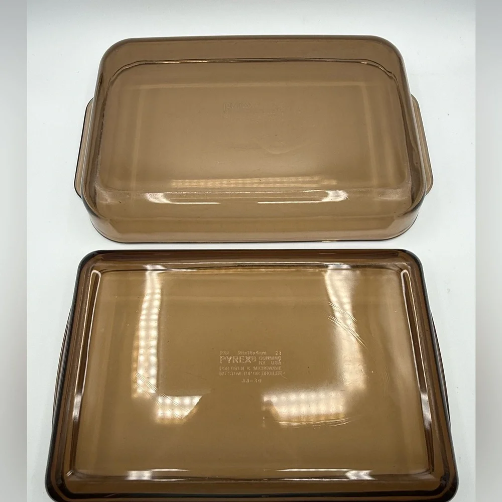 Vintage Pyrex Amber Glass Bakeware Set | 9x13, 8x8 & Pie Plate | Retro Kitchen